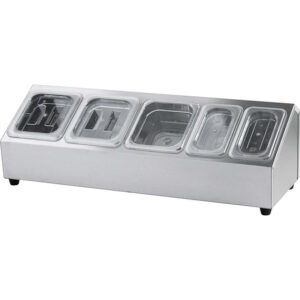 Edelstahl Ständer für Gastronormbehälter - 3 x GN 1/6 (150 mm) und 2 x GN 1/9 (150 mm)