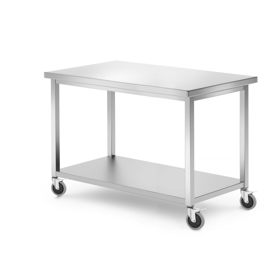 Hendi Mobiler Tisch, mit Ablage – verschraubt, Kitchen Line, 1200x600x(H)850mm Hendi Mobiler Tisch, mit Ablage – verschraubt, Kitchen Line, 1200x600x(H)850mm