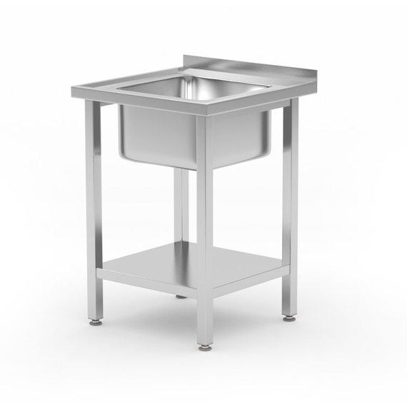 Hendi Spültisch mit Ablage, verschraubt, Kitchen Line, Waschbecken in der Mitte, 600x600x(H)850mm Hendi Spültisch mit Ablage, verschraubt, Kitchen Line, Waschbecken in der Mitte, 600x600x(H)850mm