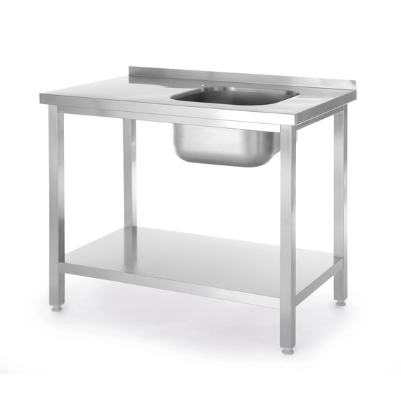 Hendi Spültisch mit Ablage, verschraubt, Kitchen Line, Spülbecken auf der rechten Seite, 800x600x(H)850mm Hendi Spültisch mit Ablage, verschraubt, Kitchen Line, Spülbecken auf der rechten Seite, 800x600x(H)850mm