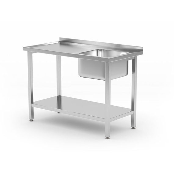 Hendi Spültisch mit Ablage, verschraubt, Kitchen Line, Spülbecken auf der rechten Seite, 1000x600x(H)850mm Hendi Spültisch mit Ablage, verschraubt, Kitchen Line, Spülbecken auf der rechten Seite, 1000x600x(H)850mm