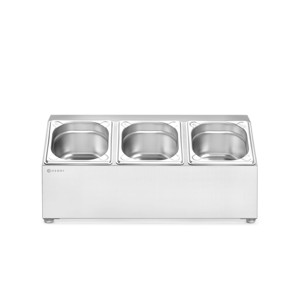 Hendi Halterung für Gastronorm-Behälter, 3 Fächer, 512x245x(H)215mm 1 Hendi Halterung für Gastronorm-Behälter, 3 Fächer, 512x245x(H)215mm