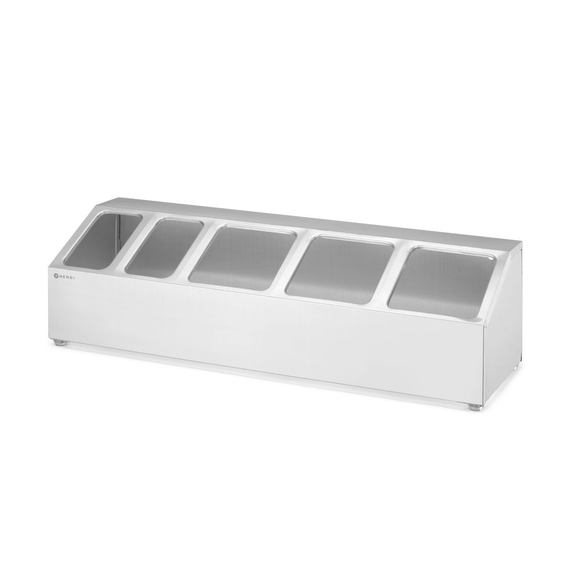 Hendi Halterung für Gastronorm-Behälter, 5 Fächer, 745x245x(H)215mm 1 Hendi Halterung für Gastronorm-Behälter, 5 Fächer, 745x245x(H)215mm