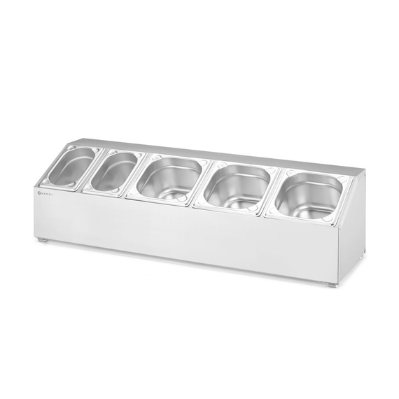 Hendi Halterung für Gastronorm-Behälter, 5 Fächer, 745x245x(H)215mm 3 Hendi Halterung für Gastronorm-Behälter, 5 Fächer, 745x245x(H)215mm
