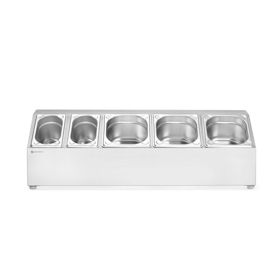 Hendi Halterung für Gastronorm-Behälter, 5 Fächer, 745x245x(H)215mm 2 Hendi Halterung für Gastronorm-Behälter, 5 Fächer, 745x245x(H)215mm