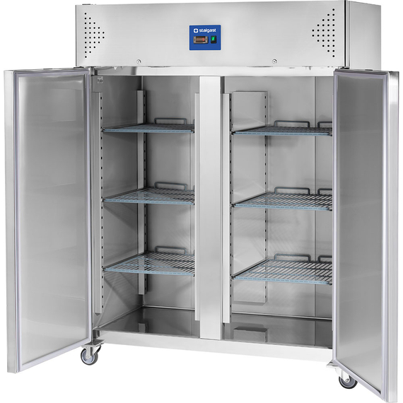 Starline Edelstahl Doppeltür-Kühlschrank mit Rädern, GN 2/1, 1480x830x2010 mm (BxTxH) 1 Starline Edelstahl Doppeltür-Kühlschrank mit Rädern, GN 2/1, 1480x830x2010 mm (BxTxH)