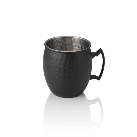 Nocturn Moscow Mule, 0,5 ltr., Ø 9 cm, Höhe 10 cm, schwarz matt, gehämmert, Chromnickelstahl 18/8 Nocturn Moscow Mule, 0,5 ltr., Ø 9 cm, Höhe 10 cm, schwarz matt, gehämmert, Chromnickelstahl 18/8