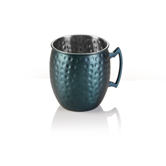 Nocturn Moscow Mule, 0,5 ltr., Ø 9 cm, Höhe 10 cm, blau matt, gehämmert, Chromnickelstahl 18/8 Nocturn Moscow Mule, 0,5 ltr., Ø 9 cm, Höhe 10 cm, blau matt, gehämmert, Chromnickelstahl 18/8