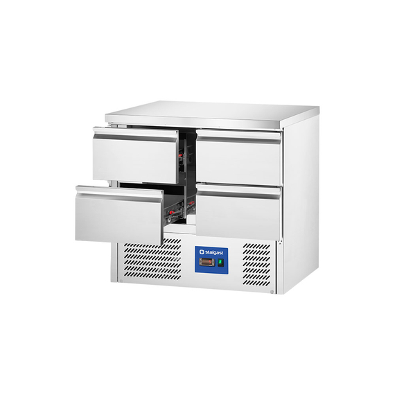 Starline Edelstahl Kühltisch mit vier Schubladen GN 1/1, 900x700x875 mm (BxTxH), ohne Aufkantung 1 Starline Edelstahl Kühltisch mit vier Schubladen GN 1/1, 900x700x875 mm (BxTxH), ohne Aufkantung