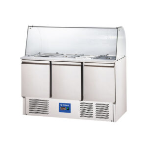 Starline Saladette mit Glasaufsatz, 3-türig, GN 1/1, Aufnahme 16x GN1/4, 1365x700x1345 mm (BxTxH)