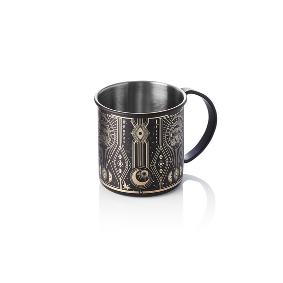 Nocturn Moscow Mule Tattoo, 0,45 ltr., Ø 9 cm, Höhe 9 cm, schwarz, gold, Chromnickelstahl 18/8 Nocturn Moscow Mule Tattoo, 0,45 ltr., Ø 9 cm, Höhe 9 cm, schwarz, gold, Chromnickelstahl 18/8