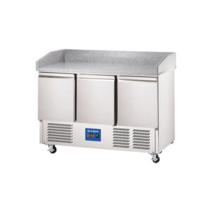 Starline Pizzatisch auf Rädern, 3-türig, GN 1/1, 1400x700x1120 mm (BxTxH)