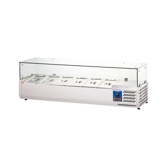 Starline Edelstahl Pizzakühlaufsatz mit Glasabdeckung, 6x GN 1/3, 1400x395x440 mm (BxTxH) Starline Edelstahl Pizzakühlaufsatz mit Glasabdeckung, 6x GN 1/3, 1400x395x440 mm (BxTxH)