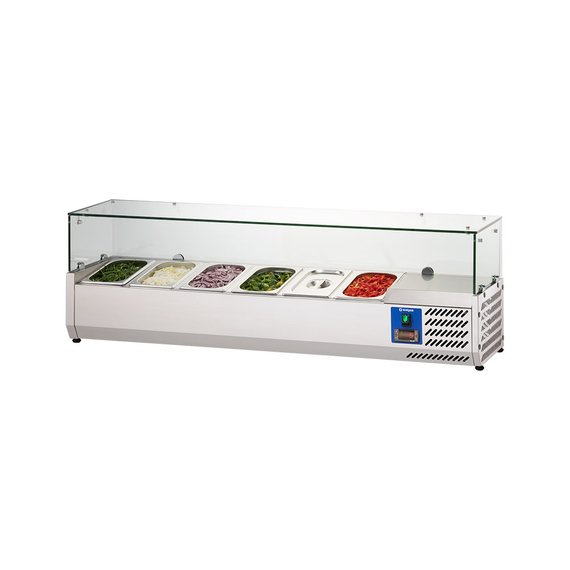 Starline Edelstahl Pizzakühlaufsatz mit Glasabdeckung, 6x GN 1/4, 1400x335x440 mm (BxTxH) 5 Starline Edelstahl Pizzakühlaufsatz mit Glasabdeckung, 6x GN 1/4, 1400x335x440 mm (BxTxH)
