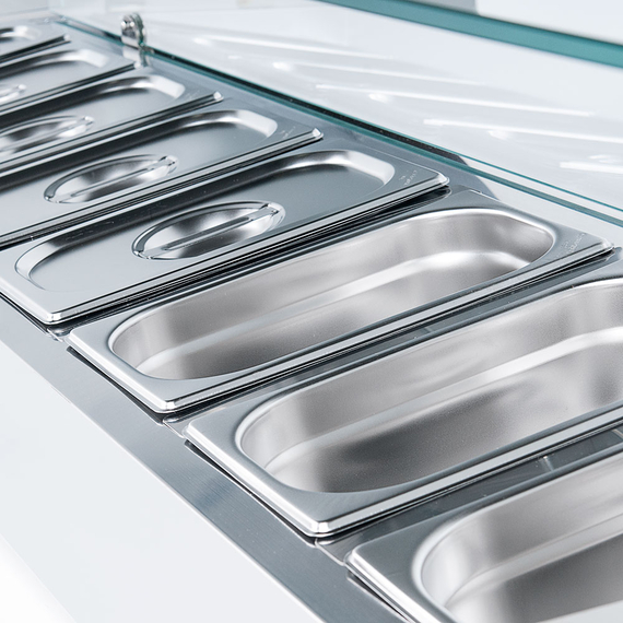 Starline Edelstahl Pizzakühlaufsatz mit Glasabdeckung, 8x GN1/4, 1800x335x440 mm (BxTxH) 3 Starline Edelstahl Pizzakühlaufsatz mit Glasabdeckung, 8x GN1/4, 1800x335x440 mm (BxTxH)