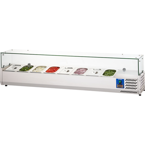 Starline Edelstahl Pizzakühlaufsatz mit Glasabdeckung, 8x GN1/4, 1800x335x440 mm (BxTxH) 4 Starline Edelstahl Pizzakühlaufsatz mit Glasabdeckung, 8x GN1/4, 1800x335x440 mm (BxTxH)