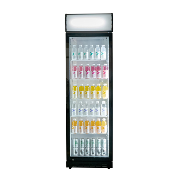 Glastür-Kühlschrank mit Werbedisplay, eine Flügeltür, 577x605x1978 (BxTxH) 3 Glastür-Kühlschrank mit Werbedisplay, eine Flügeltür, 577x605x1978 (BxTxH)