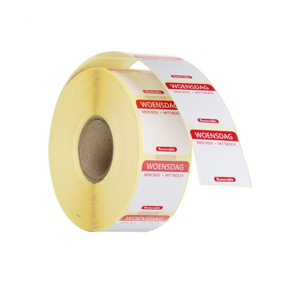 Hendi Täglich anwendbare Lebensmittelsicherheitsetiketten, mehrfach verwendbar, leicht entfernbar , Mittwoch, Rot, 1000 Stk., 25x25mm Hendi Täglich anwendbare Lebensmittelsicherheitsetiketten, mehrfach verwendbar, leicht entfernbar , Mittwoch, Rot, 1000 Stk., 25x25mm