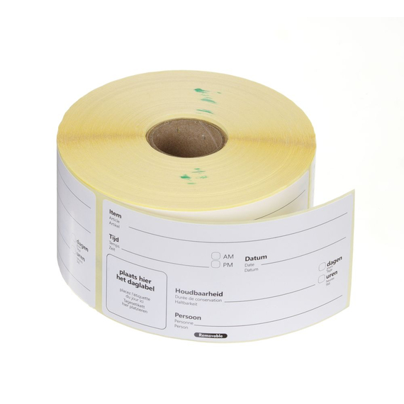 Hendi Lebensmittelrotationsetiketten, mehrfach verwendbar, leicht entfernbar, Weiß, 500 Stk., 100x50mm Hendi Lebensmittelrotationsetiketten, mehrfach verwendbar, leicht entfernbar, Weiß, 500 Stk., 100x50mm