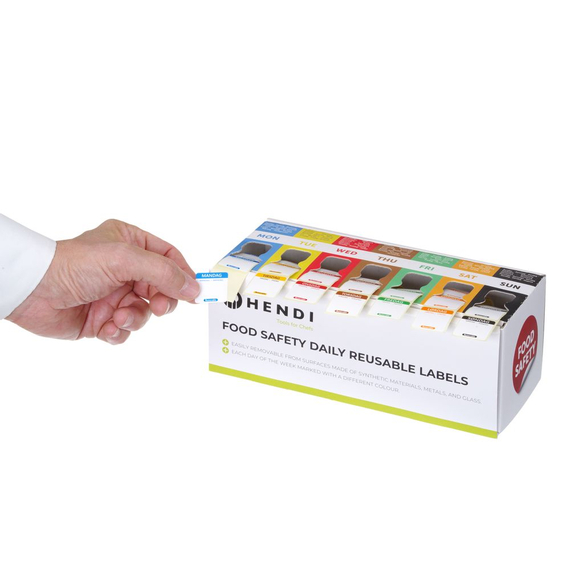 Hendi Set mit Lebensmittelsicherheitsaufklebern, vielseitig verwendbar, leicht ablösbar, mit Spender, 240x80x(H)100mm 1 Hendi Set mit Lebensmittelsicherheitsaufklebern, vielseitig verwendbar, leicht ablösbar, mit Spender, 240x80x(H)100mm