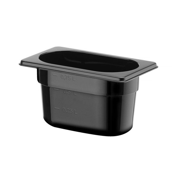 Hendi Gastronorm-Behälter 1/9, GN 1/9, 1L, Schwarz, 176x108x(H)100mm 1 Hendi Gastronorm-Behälter 1/9, GN 1/9, 1L, Schwarz, 176x108x(H)100mm
