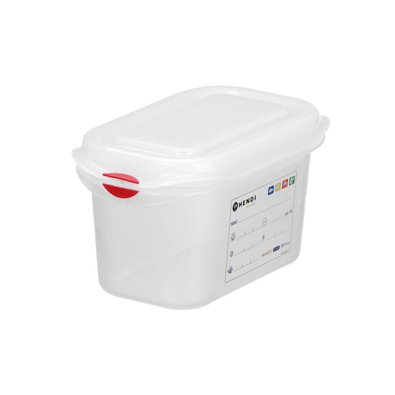 Hendi GN 1/9 Behälter, Polypropylen, GN 1/9, 1L, Transparent, 176x108x(H)100mm, Rechteckig Hendi GN 1/9 Behälter, Polypropylen, GN 1/9, 1L, Transparent, 176x108x(H)100mm, Rechteckig