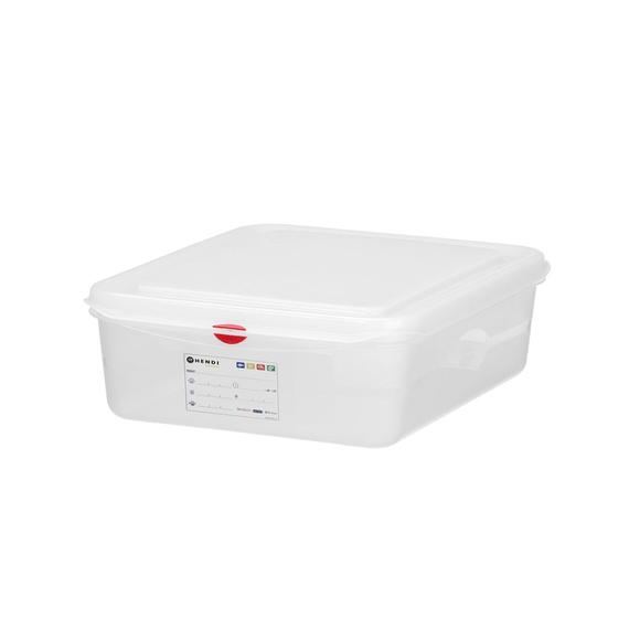 Hendi GN 1/2 Behälter, Polypropylen, GN 1/2, 6,5L, Transparent, 325x265x(H)100mm, Rechteckig Hendi GN 1/2 Behälter, Polypropylen, GN 1/2, 6,5L, Transparent, 325x265x(H)100mm, Rechteckig