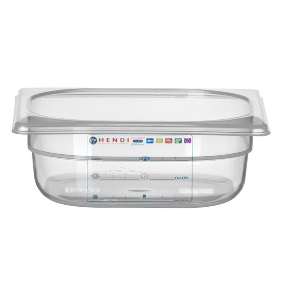Hendi Gastronorm-Behälter 1/6, GN 1/6, 1L, Transparent, 176x162x(H)65mm Hendi Gastronorm-Behälter 1/6, GN 1/6, 1L, Transparent, 176x162x(H)65mm