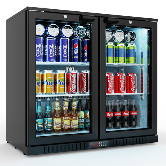 Bar Display Cooler, zwei Flügeltüren, 900x530x835 mm (BxTxH), schwarz Bar Display Cooler, zwei Flügeltüren, 900x530x835 mm (BxTxH), schwarz