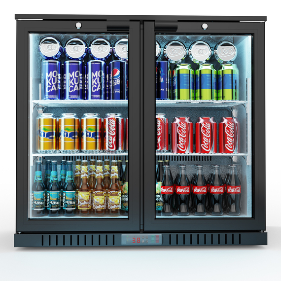 Bar Display Cooler, zwei Flügeltüren, 900x530x835 mm (BxTxH), schwarz 1 Bar Display Cooler, zwei Flügeltüren, 900x530x835 mm (BxTxH), schwarz