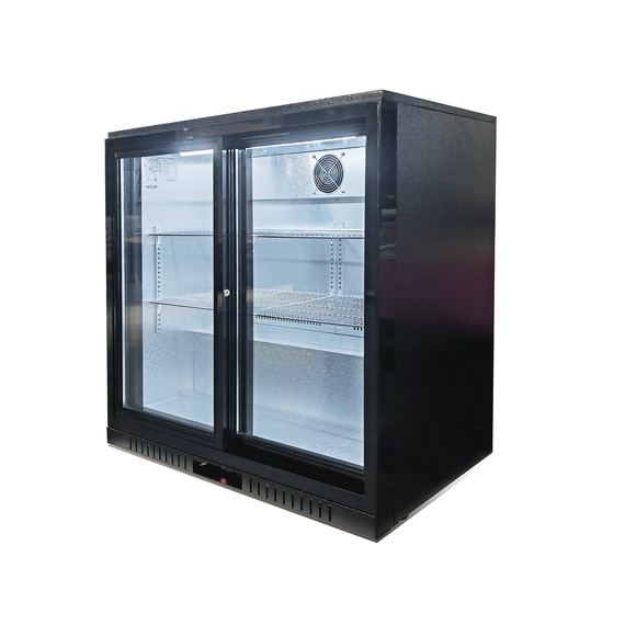 Bar Display Cooler, zwei Schiebetüren, 900x530x835 mm (BxTxH), schwarz 5 Bar Display Cooler, zwei Schiebetüren, 900x530x835 mm (BxTxH), schwarz