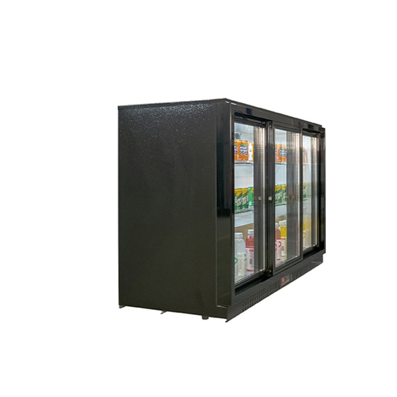 Bar Display Cooler, drei Schiebetüren, 1350x530x835 mm (BxTxH), schwarz 1 Bar Display Cooler, drei Schiebetüren, 1350x530x835 mm (BxTxH), schwarz