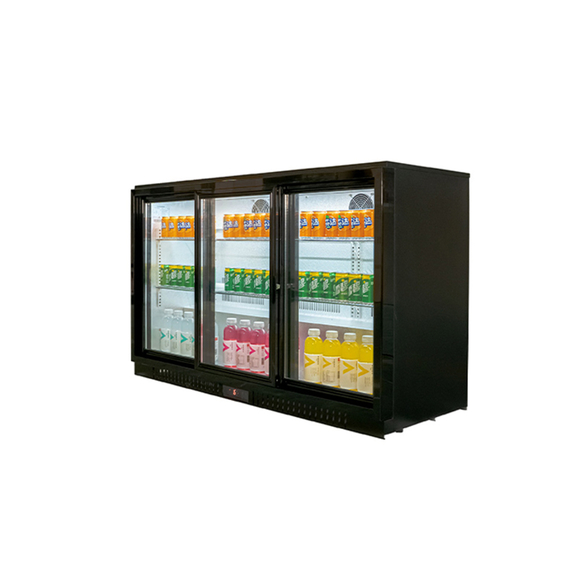 Bar Display Cooler, drei Schiebetüren, 1350x530x835 mm (BxTxH), schwarz 2 Bar Display Cooler, drei Schiebetüren, 1350x530x835 mm (BxTxH), schwarz