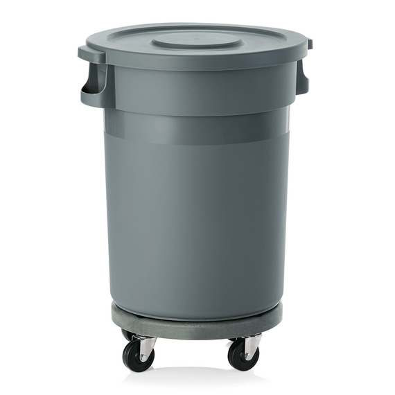 Was Germany Abfallbehälter, 80 ltr., Ø 41 cm, Höhe 83 cm, mit Transporttrolley, Flachdeckel, Polypropylen Was Germany Abfallbehälter, 80 ltr., Ø 41 cm, Höhe 83 cm, mit Transporttrolley, Flachdeckel, Polypropylen