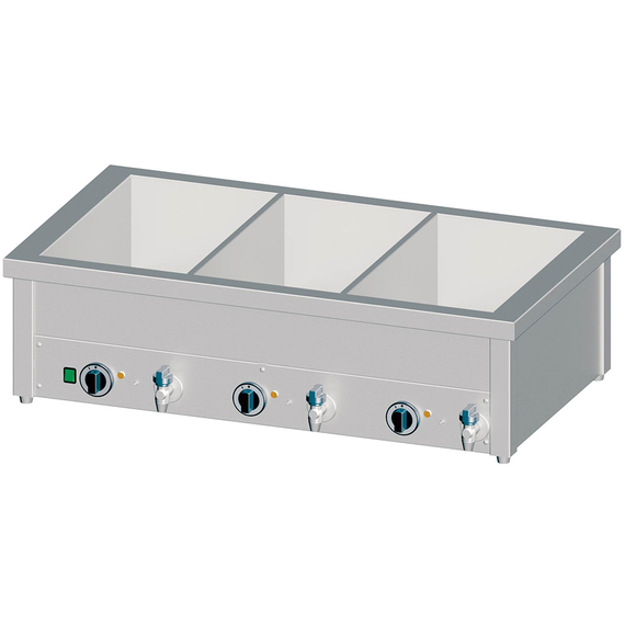 Stalgast Edelstahl Bain-Marie Tischgerät mit separaten Becken, für 3x GN1/1085x600x310 mm Stalgast Edelstahl Bain-Marie Tischgerät mit separaten Becken, für 3x GN1/1085x600x310 mm