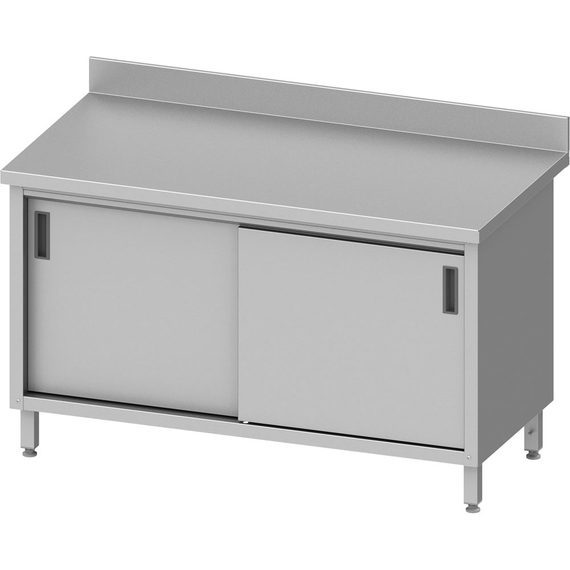 Stalgast Edelstahl Arbeitsschrank ECO mit Schiebetüren 1200x600x850 mm, mit Aufkantung Stalgast Edelstahl Arbeitsschrank ECO mit Schiebetüren 1200x600x850 mm, mit Aufkantung