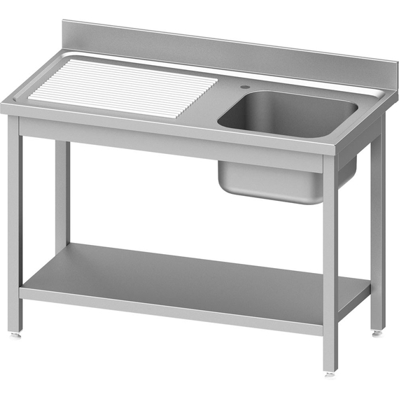 Stalgast Edelstahl Spültisch ECO mit Grundboden 1000x600x850 mm, mit einem Becken rechts, mit Aufkantung, Selbstmontage Stalgast Edelstahl Spültisch ECO mit Grundboden 1000x600x850 mm, mit einem Becken rechts, mit Aufkantung, Selbstmontage