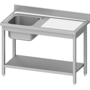 Stalgast Edelstahl Spültisch ECO mit Grundboden 1000x700x850 mm, mit einem Becken links, mit Aufkantung, Selbstmontage