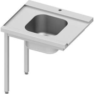 Stalgast Edelstahl Zulauftisch ECO auf zwei Beinen mit einem Becken 1000x670x870 mm, Anbauseite links, mit Aufkantung, Selbstmontage