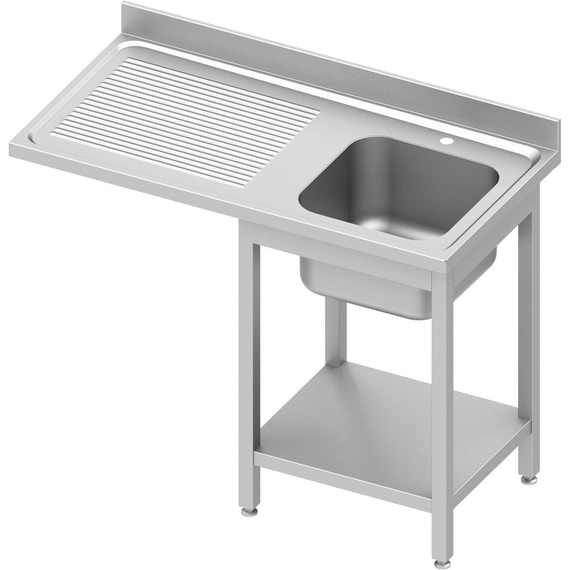 Stalgast Edelstahl Spültisch ECO mit Grundboden und Überstand 1400x700x900 mm, mit einem Becken rechts, mit Aufkantung, Selbstmontage Stalgast Edelstahl Spültisch ECO mit Grundboden und Überstand 1400x700x900 mm, mit einem Becken rechts, mit Aufkantung, Selbstmontage