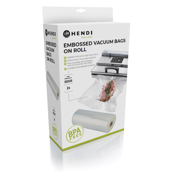 Hendi Vakuum-Kochbeutel Rolle, geprägt - 2 Stk., 2 Stk., 6000x200mm Hendi Vakuum-Kochbeutel Rolle, geprägt - 2 Stk., 2 Stk., 6000x200mm