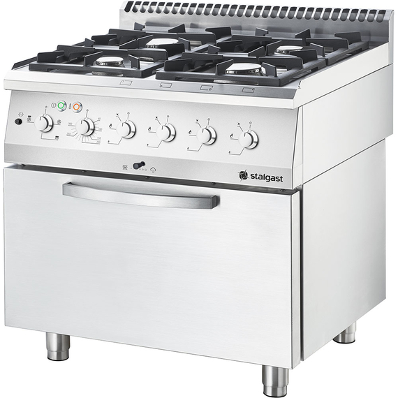 Stalgast Edelstahl Gasherd Basic mit 4 Brennern (4x3,5) und Elektro-Umluft-Backofen GN 2/1, Serie 700 ND Stalgast Edelstahl Gasherd Basic mit 4 Brennern (4x3,5) und Elektro-Umluft-Backofen GN 2/1, Serie 700 ND