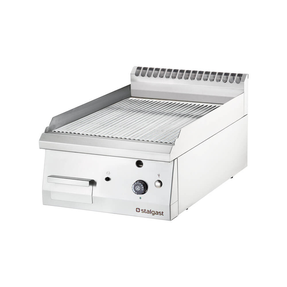 Stalgast verchromte Gas-Griddleplatte als Tischgerät, 400x700 mm, gerillte Grillfläche, Serie 700 ND Stalgast verchromte Gas-Griddleplatte als Tischgerät, 400x700 mm, gerillte Grillfläche, Serie 700 ND