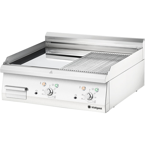 Stalgast verchromte Elektro-Griddleplatte als Tischgerät, 800x700 mm, ½ glatte/½ gerillte Grillfläche, Serie 700 ND Stalgast verchromte Elektro-Griddleplatte als Tischgerät, 800x700 mm, ½ glatte/½ gerillte Grillfläche, Serie 700 ND