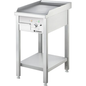Stalgast Elektro-Griddleplatte als Standgerät - gerillt, Unterbau offen, 400 x 700 x 850 mm (BxTxH)