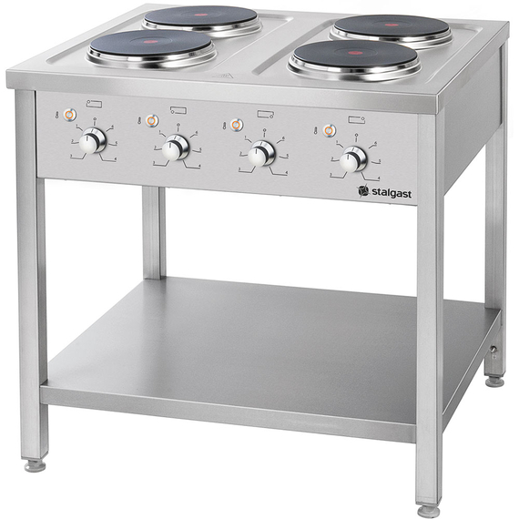 Stalgast Elektroherd, Edelstahl, Serie 700 - 4 Platten à 2,6 kW, 800x700x850 mm (BxTxH) Stalgast Elektroherd, Edelstahl, Serie 700 - 4 Platten à 2,6 kW, 800x700x850 mm (BxTxH)