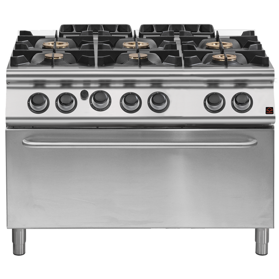 Prismafood Gasherd 6 Brenner mit Maxiogasofen Prismafood Gasherd 6 Brenner mit Maxiogasofen
