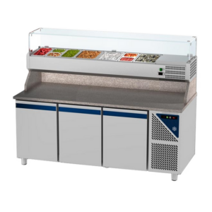 Prismafood Kühltisch 3 Türen Schaukasten GN 1/3 Kapazität: 606 lt Temperatur: 0°C/+10°C
