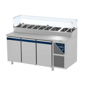 Prismafood Kühltisch 3 Türen mit Edelstahlabdeckung Kapazität: 460 lt Temperatur: 0°C/+10°C