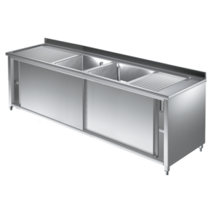 Prismafood Spülschrank 1,8m - 2 Becken mittig L50xB40xT25cm STD